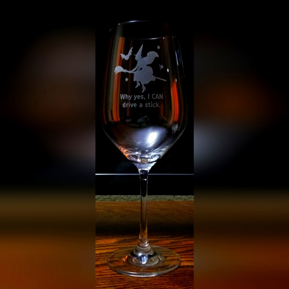 Etched Wine Glass